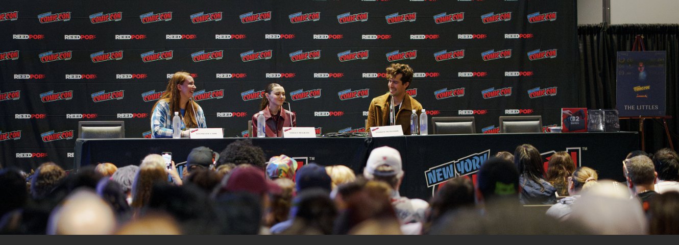 The cast and director on the Comic Con panel